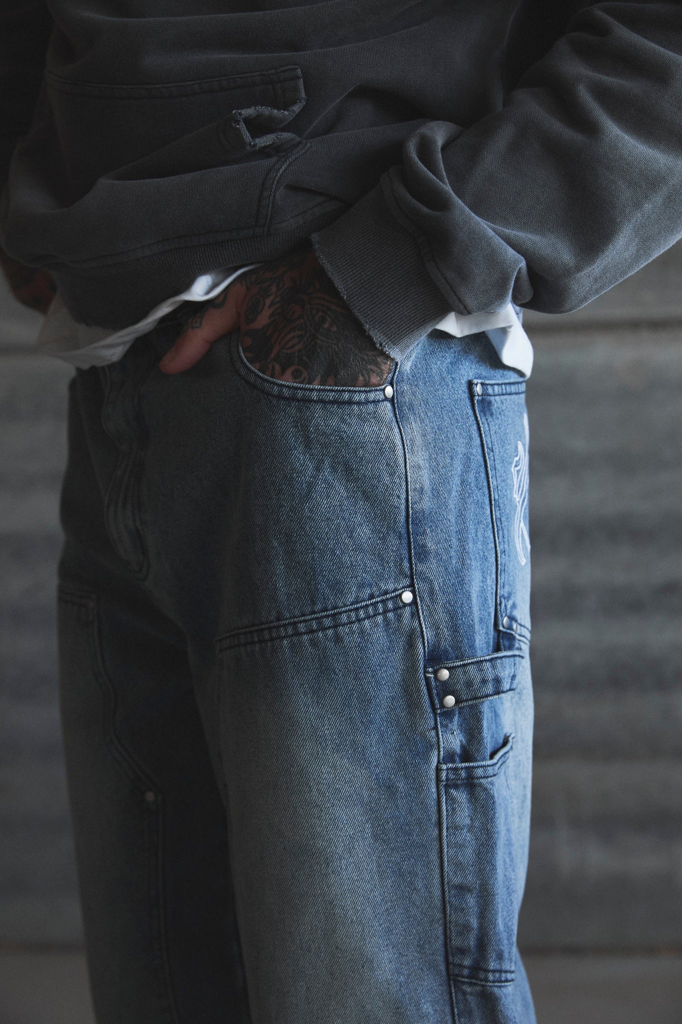 Washed blue carpenter denim