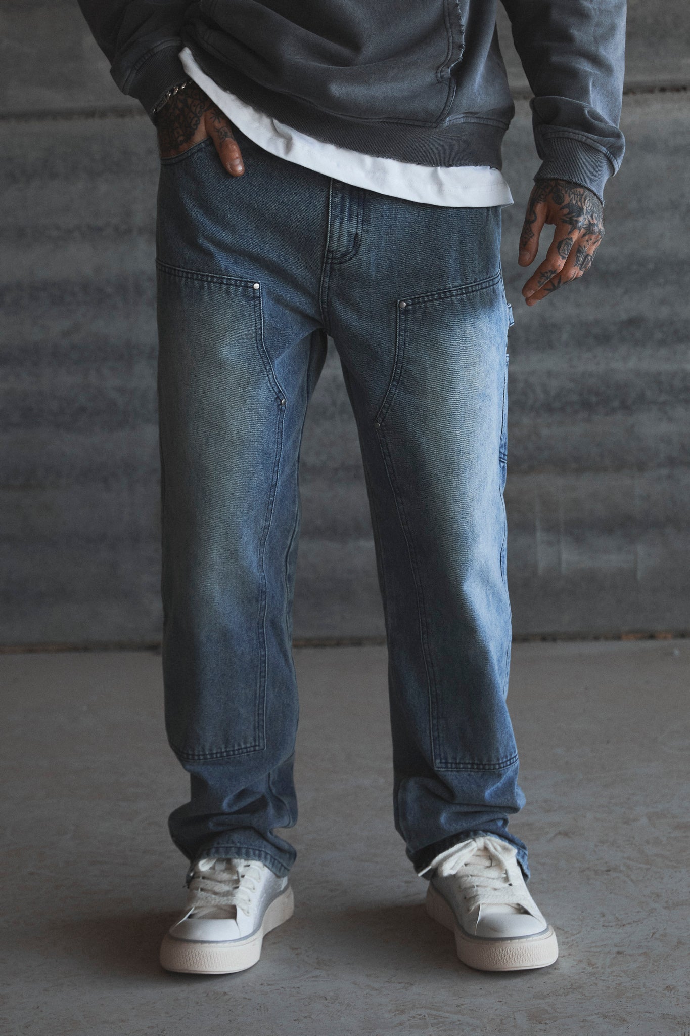 Washed blue carpenter denim