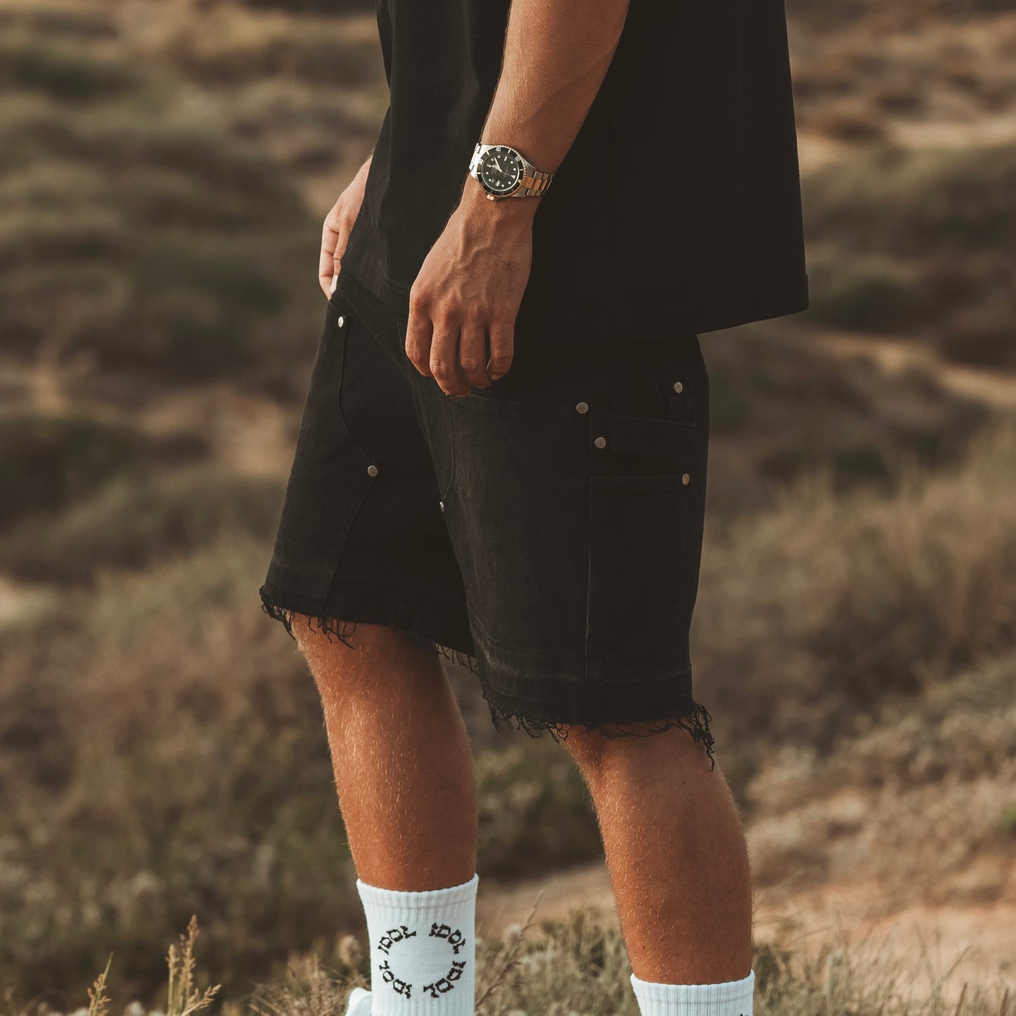 Carpenter denim shorts - black