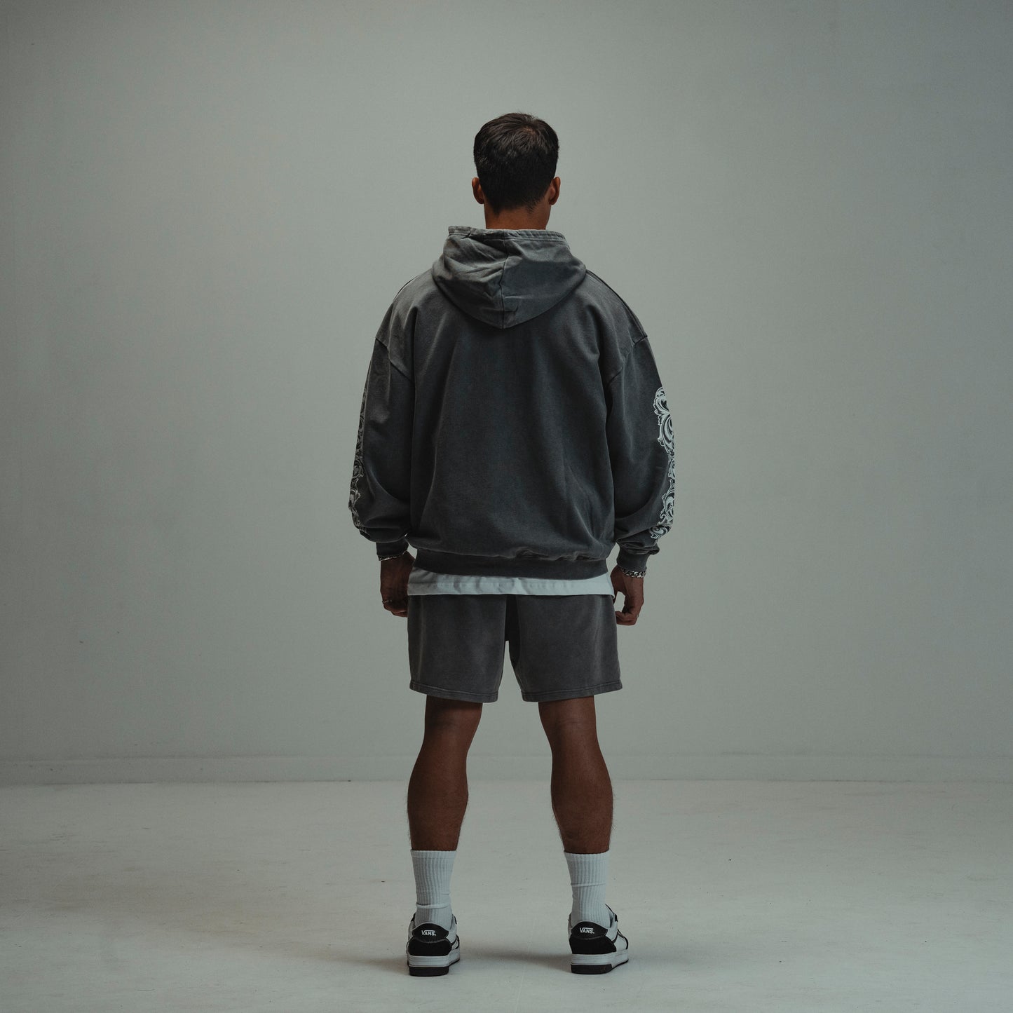 Shadow of Resilience - acid wash Grey Hoodie